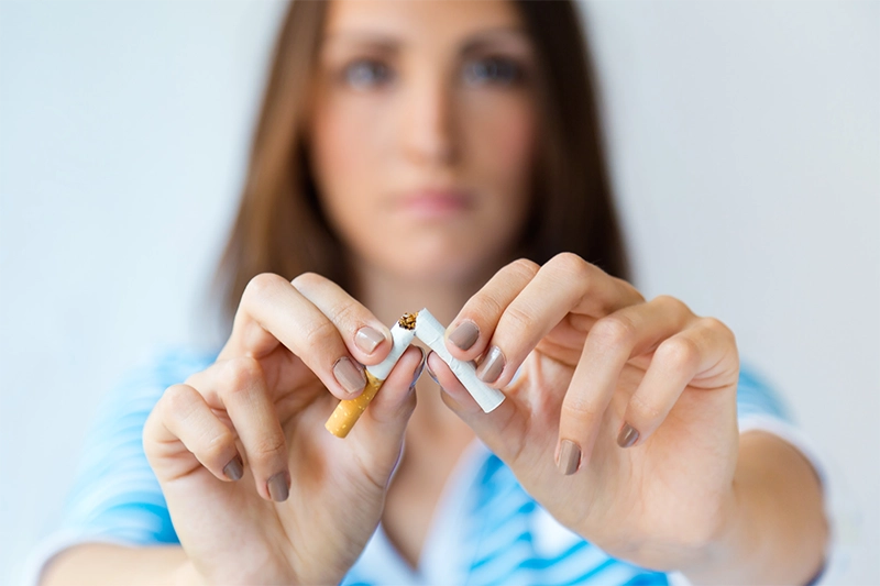 breaking cigarette