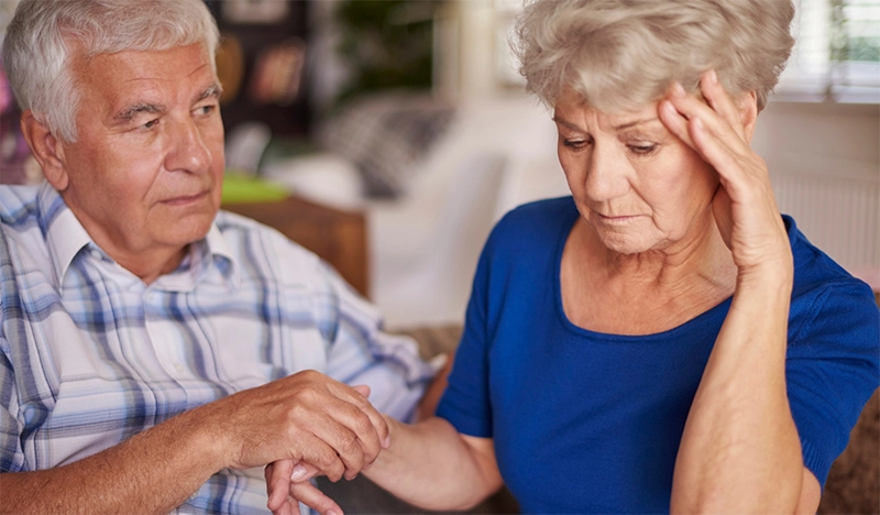 depressed older couple