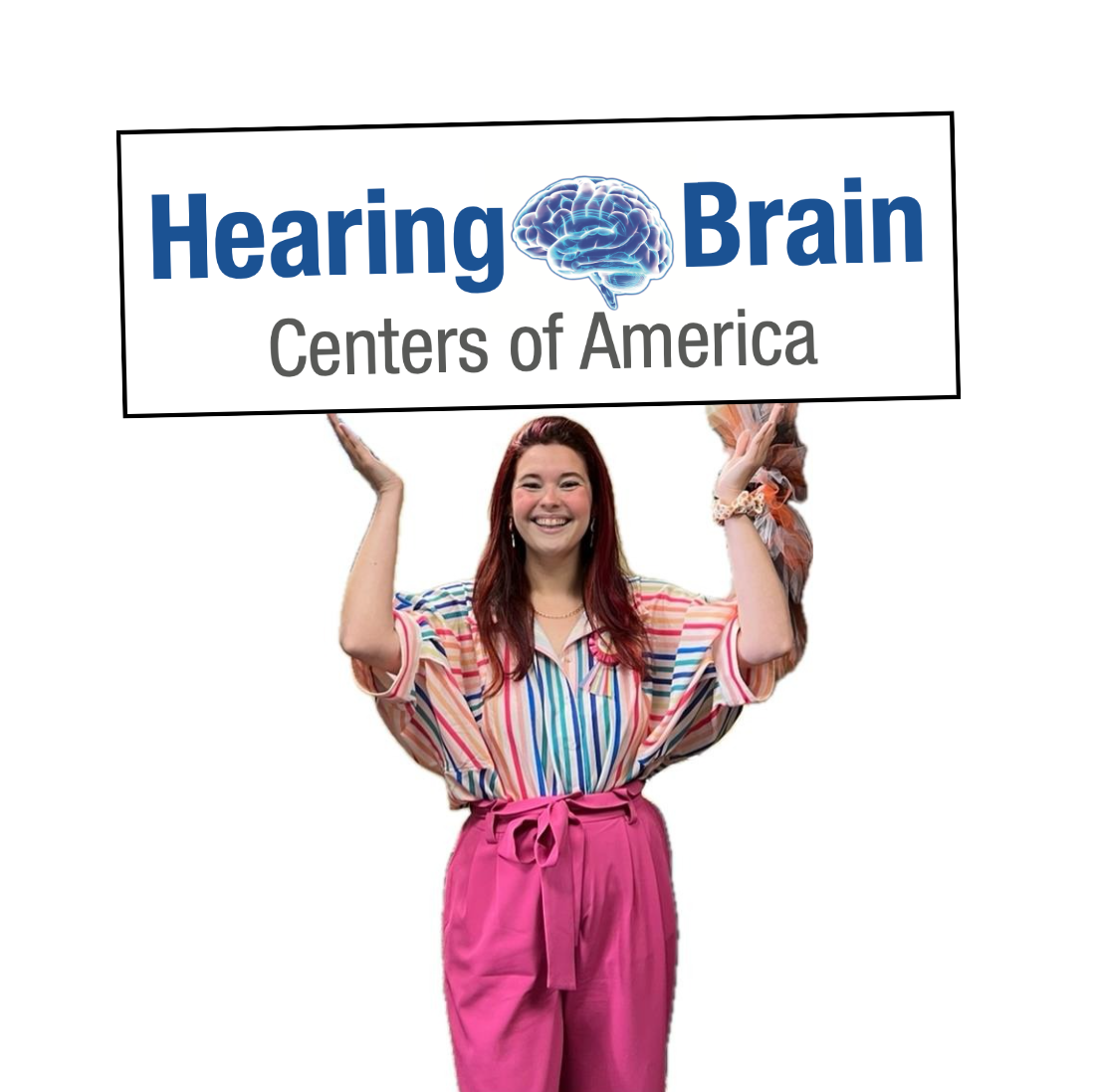 Hearing and Brain Centers of America Logo with Sarah Chapman